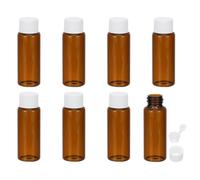 PATIKIL 20ml Essential Oil Bottles, 8 Pack Amber Glass Bottles with Orifice Reducer Sample Vial Slim Screw Cap Storage Vials Container, White