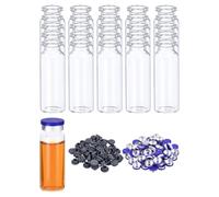 PATIKIL 20ml Glass Vials, 100pcs Glass Vial Small Glass Vials Empty Sample Bottle Mini Clear with Caps Seal Rubber Stopper Injection Port for Lab Injection Plants Essential Oil Transparent