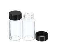 PATIKIL 20mL Reagent Media Bottle, 10 Pack Round Glass Storage Bottles Plastic Screw Cap for Lab Home, Clear