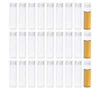 PATIKIL 20ml Small Clear Glass Bottles, 24Pcs Mini Vials with Aluminum Lids Tiny Jars for Aromatherapy Fragrance Cosmetic Oils Lab Perfumes Storing Beads, Silver