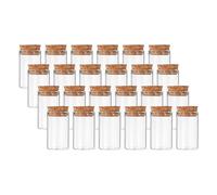 PATIKIL 20ml Test Tubes, 24pcs 1.97x1.18 Glass Clear Flat Bottom Test Tube Containers with Cork Stopper for Bead Party Candy Bath Salt Storage Scientific Experiment Plant Propagation