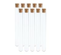 PATIKIL 20ml Test Tubes Set, 10pcs 5.91x0.63" PS Clear Round Bottom Test Tube Containers with Wood Stopper for Bead Party Candy Bath Salt Storage Scientific Experiment Plant Propagation