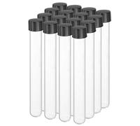 PATIKIL 20ml Test Tubes with Caps, 16pcs Glass Test Tubes Clear Round Bottom Test Tube Containers with Plastic Cap for Bead Candy Bath Salt Storage Scientific Experiment Plant, 16mmx150mm