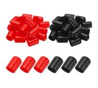 PATIKIL 20mm ID Rubber End Caps, 40 PCS High Temp Rubber Tips Screw Silicone End Caps Flexible Thread Protector for Pipes Screw Blots Tube Fishing Jigs Chair, Black Red