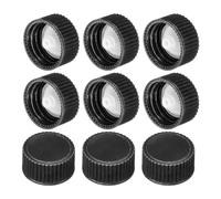 PATIKIL 20mm Phenolic Resin Cover, 144pcs Poly Seal Screw Cap Growler Cap Phenolic Cover Thread for 20-400 Glass Beer Brewing Bottles Gallon Growler Gallon Jug, Black