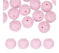 PATIKIL 20mm Resin Rhinestone Beads for Beadable Pen, 10 Pack Ball Disco Sparkly Chunk Round Bubblegum Beads for Beadable Keychain Jewelry Making DIY Craft, Pink AB
