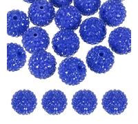 PATIKIL 20mm Resin Rhinestone Beads for Beadable Pen, 10 Pack Ball Disco Sparkly Chunk Round Bubblegum Beads for Beadable Keychain Jewelry Making DIY Craft, Dark Blue