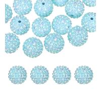 PATIKIL 20mm Resin Rhinestone Beads for Beadable Pen, 10 Pack Ball Disco Sparkly Chunk Round Bubblegum Beads for Beadable Keychain Jewelry Making DIY Craft, Sky Blue AB