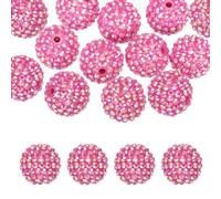 PATIKIL 20mm Resin Rhinestone Beads for Beadable Pen, 10 Pack Ball Disco Sparkly Chunk Round Bubblegum Beads for Beadable Keychain Jewelry Making DIY Craft, Rose Red AB