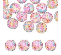 PATIKIL 20mm Resin Rhinestone Beads for Beadable Pen, 10 Pack Ball Disco Sparkly Chunk Round Bubblegum Beads for Beadable Keychain Jewelry Making DIY Craft, Rainbow Color