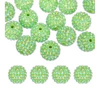 PATIKIL 20mm Resin Rhinestone Beads for Beadable Pen, 10 Pack Ball Disco Sparkly Chunk Round Bubblegum Beads for Beadable Keychain Jewelry Making DIY Craft, Light Green AB