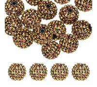 PATIKIL 20mm Resin Rhinestone Beads for Beadable Pen, 10 Pack Ball Disco Sparkly Chunk Round Bubblegum Beads for Beadable Keychain Jewelry Making DIY Craft, Brown AB