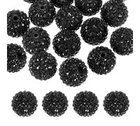 PATIKIL 20mm Resin Rhinestone Beads for Beadable Pen, 10 Pack Ball Disco Sparkly Chunk Round Bubblegum Beads for Beadable Keychain Jewelry Making DIY Craft, Black