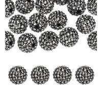 PATIKIL 20mm Resin Rhinestone Beads for Beadable Pen, 10 Pack Ball Disco Sparkly Chunk Round Bubblegum Beads for Beadable Keychain Jewelry Making DIY Craft, Grey AB