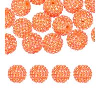 PATIKIL 20mm Resin Rhinestone Beads for Beadable Pen, 10 Pack Ball Disco Sparkly Chunk Round Bubblegum Beads for Beadable Keychain Jewelry Making DIY Craft, Orange AB
