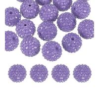 PATIKIL 20mm Resin Rhinestone Beads for Beadable Pen, 10 Pack Ball Disco Sparkly Chunk Round Bubblegum Beads for Beadable Keychain Jewelry Making DIY Craft, Lavender