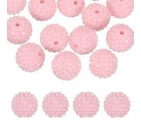 PATIKIL 20mm Resin Rhinestone Beads for Beadable Pen, 10 Pack Ball Disco Sparkly Chunk Round Bubblegum Beads for Beadable Keychain Jewelry Making DIY Craft, Light Pink