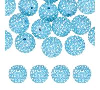 PATIKIL 20mm Resin Rhinestone Beads for Beadable Pen, 20 Pack Ball Disco Sparkly Chunk Round Bubblegum Beads for Beadable Keychain Jewelry Making DIY Craft, Light Blue AB