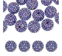 PATIKIL 20mm Resin Rhinestone Beads for Beadable Pen, 20 Pack Ball Disco Sparkly Chunk Round Bubblegum Beads for Beadable Keychain Jewelry Making DIY Craft, Purple