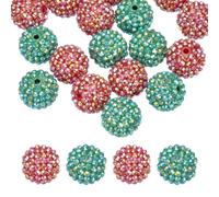 PATIKIL 20mm Resin Rhinestone Beads for Beadable Pen, 20 Pack Ball Disco Sparkly Chunk Round Bubblegum Beads for Beadable Keychain Jewelry Making DIY Craft, Dark Green/Red
