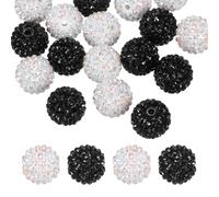 PATIKIL 20mm Resin Rhinestone Beads for Beadable Pen, 20 Pack Ball Disco Sparkly Chunk Round Bubblegum Beads for Beadable Keychain Jewelry Making DIY Craft, Black/White