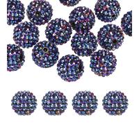 PATIKIL 20mm Resin Rhinestone Beads for Beadable Pen, 20 Pack Ball Disco Sparkly Chunk Round Bubblegum Beads for Beadable Keychain Jewelry Making DIY Craft, Purple AB