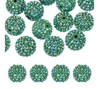 PATIKIL 20mm Resin Rhinestone Beads for Beadable Pen, 20 Pack Ball Disco Sparkly Chunk Round Bubblegum Beads for Beadable Keychain Jewelry Making DIY Craft, Green AB