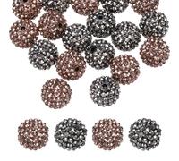 PATIKIL 20mm Resin Rhinestone Beads for Beadable Pen, 20 Pack Ball Disco Sparkly Chunk Round Bubblegum Beads for Beadable Keychain Jewelry Making DIY Craft, Black/Brown