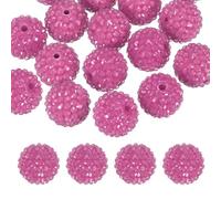PATIKIL 20mm Resin Rhinestone Beads for Beadable Pen, 20 Pack Ball Disco Sparkly Chunk Round Bubblegum Beads for Beadable Keychain Jewelry Making DIY Craft, Rose Red