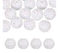 PATIKIL 20mm Resin Rhinestone Beads for Beadable Pen, 20 Pack Ball Disco Sparkly Chunk Round Bubblegum Beads for Beadable Keychain Jewelry Making DIY Craft, White AB