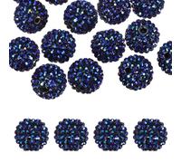 PATIKIL 20mm Resin Rhinestone Beads for Beadable Pen, 20 Pack Ball Disco Sparkly Chunk Round Bubblegum Beads for Beadable Keychain Jewelry Making DIY Craft, Black AB