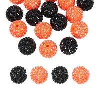 PATIKIL 20mm Resin Rhinestone Beads for Beadable Pen, 20 Pack Ball Disco Sparkly Chunk Round Bubblegum Beads for Beadable Keychain Jewelry Making DIY Craft, Black/Orange