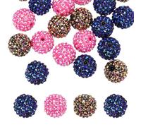 PATIKIL 20mm Resin Rhinestone Beads for Beadable Pen, 30 Pack Ball Disco Sparkly Chunk Round Bubblegum Beads for Beadable Keychain Jewelry Making, Sparkle Black/Rose Red/Sparkle Gold