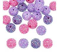 PATIKIL 20mm Resin Rhinestone Beads for Beadable Pen, 30 Pack Ball Disco Sparkly Chunk Round Bubblegum Beads for Beadable Keychain Jewelry Making, Light Purple/Dark Purple/Sparkle Rose Red