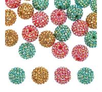 PATIKIL 20mm Resin Rhinestone Beads for Beadable Pen, 30 Pack Ball Disco Sparkly Chunk Round Bubblegum Beads for Beadable Keychain Jewelry Making, Red/Dark Green/Gold