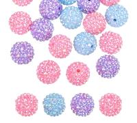 PATIKIL 20mm Resin Rhinestone Beads for Beadable Pen, 30 Pack Ball Disco Sparkly Chunk Round Bubblegum Beads for Beadable Keychain Jewelry Making, Blue/Light Purple/Dark Pink