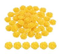 PATIKIL 20mm Rose Flower Resin Cabochon, 50 Pcs Mini Rose Flower Flatback Resin for Scrapbooking DIY Crafts Phone Case Decor Jewelry Making, Lemon Yellow