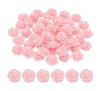 PATIKIL 20mm Rose Flower Resin Cabochon, 50 Pcs Mini Rose Flower Flatback Resin for Scrapbooking DIY Crafts Phone Case Decor Jewelry Making, Light Pink