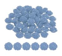 PATIKIL 20mm Rose Flower Resin Cabochon, 50 Pcs Mini Rose Flower Flatback Resin for Scrapbooking DIY Crafts Phone Case Decor Jewelry Making, Denim Blue