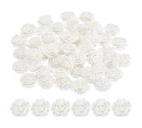 PATIKIL 20mm Rose Flower Resin Cabochon, 50 Pcs Mini Rose Flower Flatback Resin for Scrapbooking DIY Crafts Phone Case Decor Jewelry Making, White