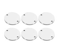 PATIKIL 20mm Steel Disc, 6Pcs Metal Stamping Blanks Tags Circle Round Pendants Metal Plate Connection Stainless Steel with 2 Holes for Laser Engraving Stamping Craft Name Tag, Silvery