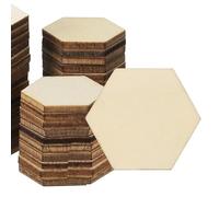 PATIKIL 20mm Wood Pieces, 50 Pack Unfinished Hexagonal Wood Shapes Blank Wooden Cutouts Ornaments Natural for Christmas Party Craft Projects