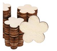 PATIKIL 20mm Wooden Flowers, 50 Pack Unfinished Wood Flowers Blank Wooden Cutouts Ornaments Natural Wood Pieces for Christmas Party Craft Projects