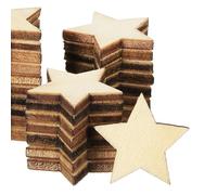 PATIKIL 20mm Wooden Stars, 50 Pack Unfinished Wood Stars Blank Wooden Cutouts Ornaments Natural Wood Pieces for Christmas Party Craft Projects