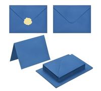 PATIKIL 20Pack Dark Blue 5x7 Envelopes with Cards, V Flap A7 Envelopes with Cardstock & Gold Stickers for Greeting Cards Wedding Greeting Birthday Invitations Letter Mailing