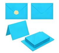 PATIKIL 20Pack Lake Blue 5x7 Envelopes with Cards, V Flap A7 Envelopes with Cardstock & Gold Stickers for Greeting Cards Wedding Greeting Birthday Invitations Letter Mailing