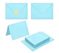PATIKIL 20Pack Light Blue 5x7 Envelopes with Cards, V Flap A7 Envelopes with Cardstock & Gold Stickers for Greeting Cards Wedding Greeting Birthday Invitations Letter Mailing