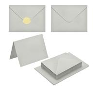 PATIKIL 20Pack Light Gray 5x7 Envelopes with Cards, V Flap A7 Envelopes with Cardstock & Gold Stickers for Greeting Cards Wedding Greeting Birthday Invitations Letter Mailing