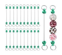 PATIKIL 20pcs Beadable Keychain Bar, Beadable Keychains Blanks Beaded Keychain Bar Bulk Key Chain Rod Making Charm for Beads Jewelry Making DIY Focal Bead Crafts Backpack, Green