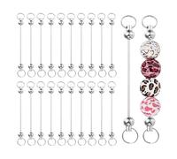 PATIKIL 20pcs Beadable Keychain Bar, Beadable Keychains Blanks Beaded Keychain Bar Bulk Key Chain Rod Making Charm for Beads Jewelry Making DIY Focal Bead Crafts Backpack, Silver